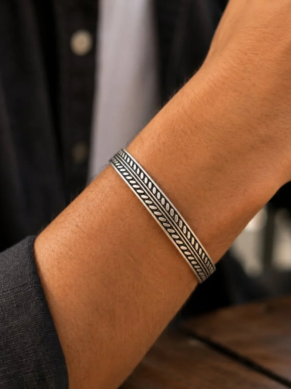 925 Sterling Silver Mens Bangle Bracelet Vintage Cuff Bracelet